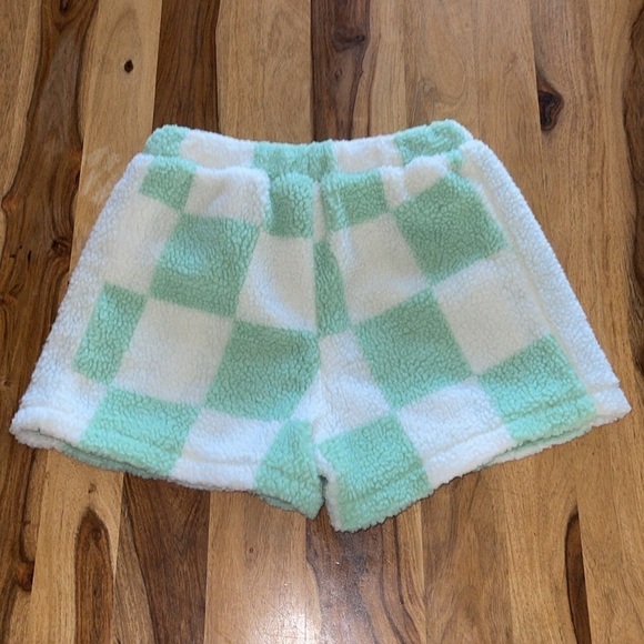 Lazy Oaf Limited Edition Pistachio Checkerboard Fleece Shorts - Picture 5 of 11